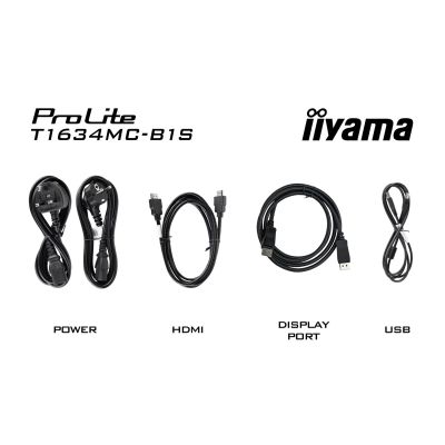 19. iiyama ProLite T1634MC-B1S monitor komputerowy 39,6 cm (15.6") 1920 x 1080 px Full HD LED Ekran dotykowy Czarny