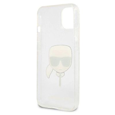 7. Etui Karl Lagerfeld Glitter Karl's Head na iPhone 13 mini - srebrne