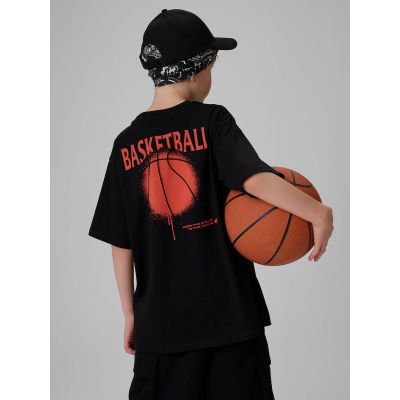 2. T-shirt loose z nadrukiem chłopięcy 4F 4FJRSS26TTSHM3835-20S