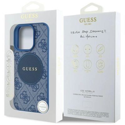 8. Etui Guess 4G Circle Classic Logo MagSafe na iPhone 16 Pro Max - niebieskie