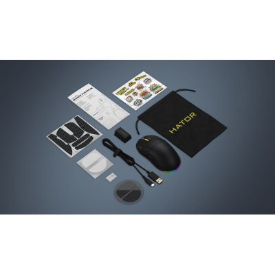 10. HATOR Quasar 3 Ultra 8K Wireless myszka Gaming Oburęczny RF Wireless + Bluetooth + USB Type-A Optyczny 30000 DPI