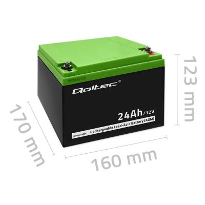 6. Qoltec Akumulator AGM  | 12V | 24Ah | max 360A