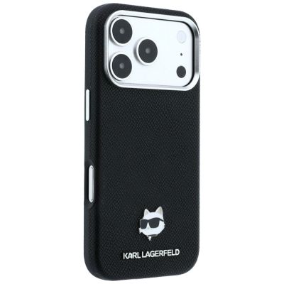 4. Etui Karl Lagerfeld Grained Choupette Head Metal MagSafe na iPhone 17 Pro / 18 Pro - czarne