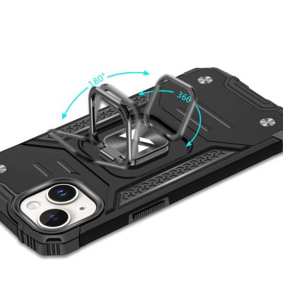 5. Pancerne etui z uchwytem na palec do iPhone 15 Plus Wozinsky Ring Armor - srebrne