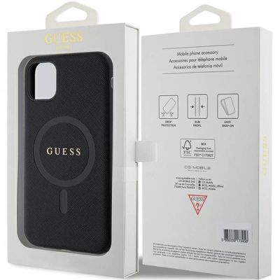 8. Etui Guess Saffiano MagSafe na iPhone 11 / Xr - czarne