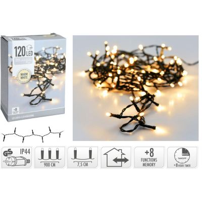 11. LAMPKI CHOINKOWE ŁAŃCUCH ŚWIETLNY 120 LED TIMER CIEPŁY BIAŁY