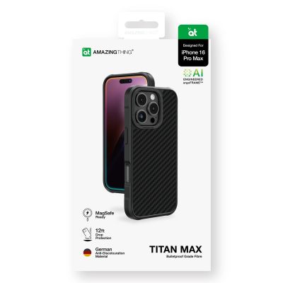 4. Etui pancerne AMAZINGTHING Titan Max Case z włóknami aramidowymi 1500D do iPhone 16 Pro Max - czarne