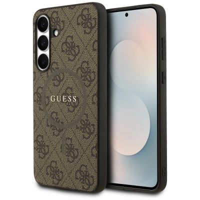 Etui Guess 4G Ring Classic Logo MagSafe na Samsung Galaxy S25 FE - brązowe
