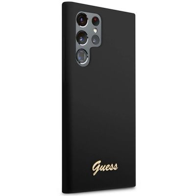 4. Etui Guess Silicone Vintage Gold Logo na Samsung Galaxy S23 Ultra - czarne