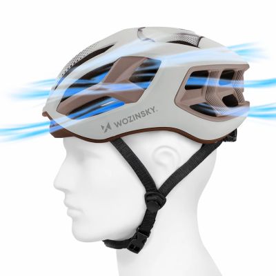 6. Kask rowerowy szosowy Wozinsky ultracienki 57-62 cm - taupe