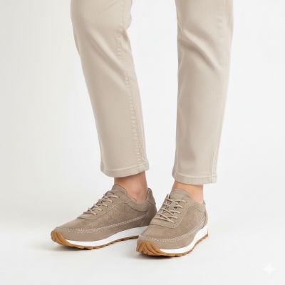 5. Skórzane półbuty damskie zamszowe jasny braz Sergio Leone SP001