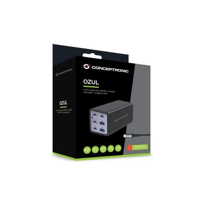 4. Conceptronic OZUL06BE ładowarka do urządzeń przenośnych Uniwersalne Czarny Prąd przemienny Szybkie ładowanie Wewnętrzna