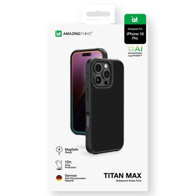 5. Etui pancerne AMAZINGTHING Titan Max Case z włóknami aramidowymi 600D do iPhone 16 Pro - czarne