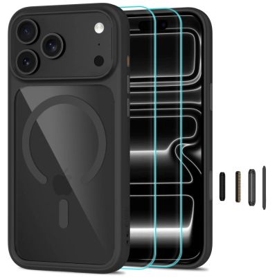 Etui Tech-Protect MagOne CC MagSafe + Szkło hartowane 2-Pack na iPhone 18 Pro Max / 17 Pro Max - przezroczysto-czarne