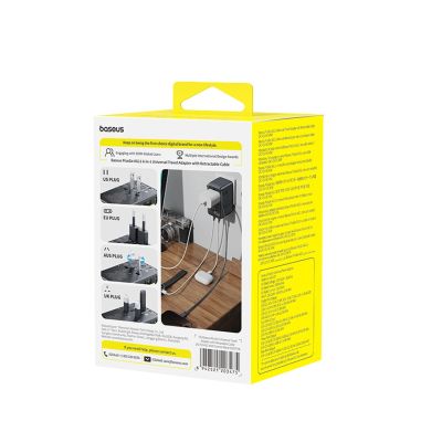 6. Adapter podróżny Baseus PicoGo AG11 45W 6w1 ze zwijanym kablem USB-C - czarny