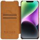 2. Nillkin Qin Leather Pro Case etui iPhone 14 Plus osłona na aparat kabura pokrowiec obudowa z klapką brązowy