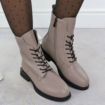 7. Skórzane botki damskie workery beżowe Filippo DBT7222