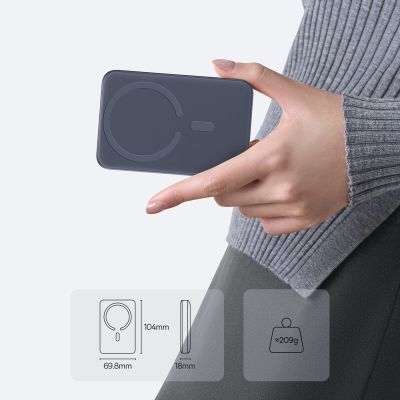 4. Powerbank Baseus EnerFill FM11 10000mAh 22.5W kompatybilny z MagSafe z czarnym kablem Basues Simple USB-C 20V/3A 30cm - ciemnoszary