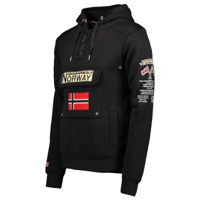 3. Bluza sportowa męska Geographical Norway GYMCLASS BLACK DB MEN 100 z kapturem czarna (WU4185H-GN-BLACK)