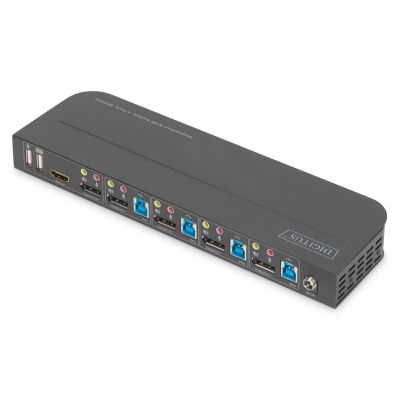 17. Digitus Przełącznik KVM, 4-portowy, 4K 60 Hz, 4 x DP in, 1 x DP/HDMI out