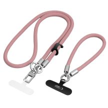 Smycz do telefonu Tech-Protect C10S Crossbody (114 cm) + na nadgarstek (31 cm) - różowo-tytanowa