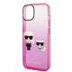 6. Etui Karl Lagerfeld Gradient Ikonik Karl&Choupette na iPhone 14 Plus - różowe