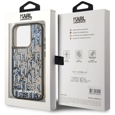 8. Etui Karl Lagerfeld Liquide Glitter Monogram Gradient na iPhone 15 Pro Max - czarne