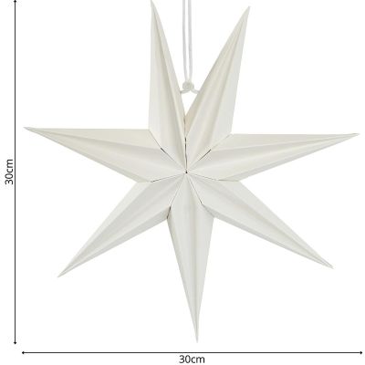 5. DEKORACJA PAPIEROWA GWIAZDA 30CM 7 RAMION BIAŁA SASKA GIFT & DECOR