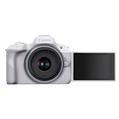 2. Canon EOS R50, White + RF-S 18-45mm F4.5-6.3 IS STM Kit Bezlusterkowiec 24,2 MP CMOS 6000 x 4000 px Biały