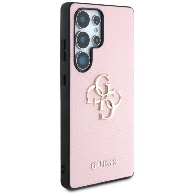 4. Etui Guess Grained Big 4G Logo Small Classic Logo do Samsung Galaxy S25 Ultra różowy