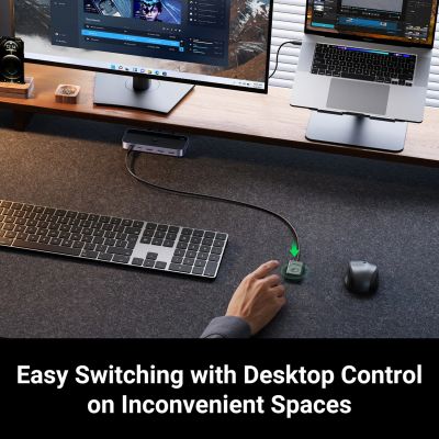 9. Przełącznik switch Ugreen CM662 USB 3.0 switch 2-in-4 + 2x kabel USB-A - czarny
