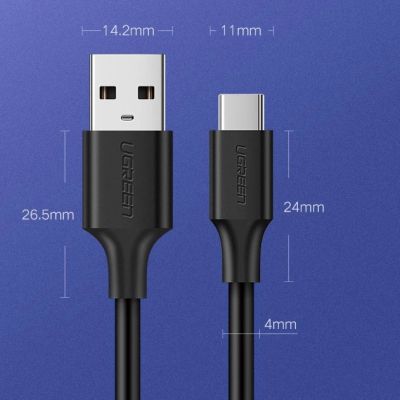 19. Kabel Ugreen US287 60117 USB-A / USB-C 3A 1.5m - czarny