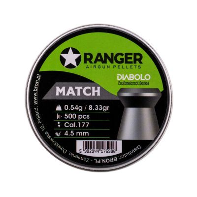 5. Śrut 4,5 mm RANGER Diabolo Professional Match płaski 500 szt. 0,54 g