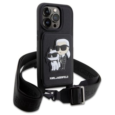3. Etui Karl Lagerfeld Crossbody Saffiano Karl & Choupette na iPhone 14 Pro - czarne