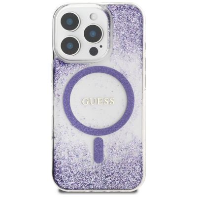 3. Etui Guess HC Resin Bottom Glitter MagSafe na iPhone 16 Pro Max - fioletowe