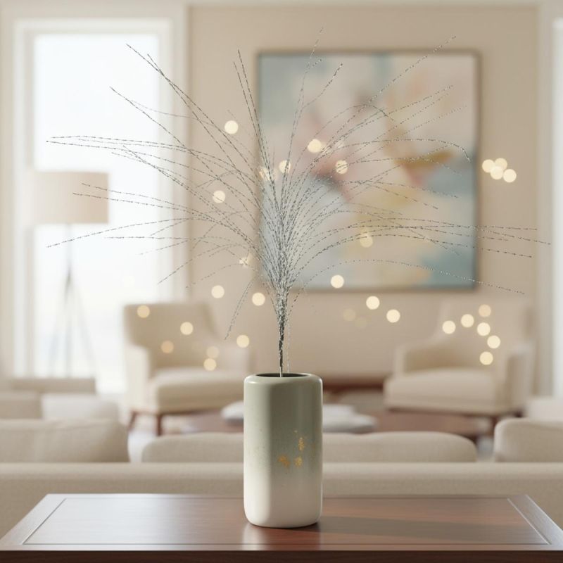 15. GAŁĄZKA DEKORACYJNA 117CM SREBRNA