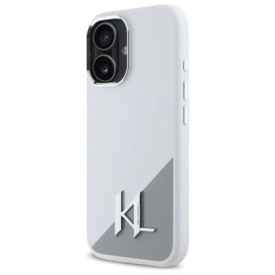 2. Etui Karl Lagerfeld Silicone Initial Metal Logo MagSafe na iPhone 16 - białe