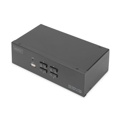 Digitus Przełącznik KVM, 4-portowy, obsługa dwóch monitorów, 4K, HDMI®