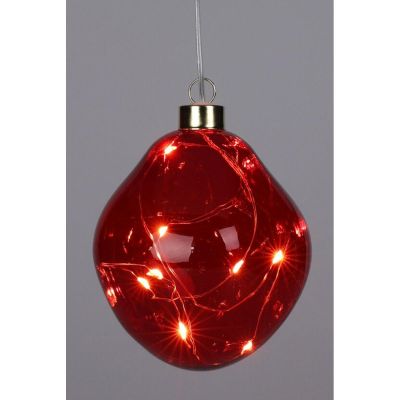 6. BOMBKA FORMÓWKA SZKLANA KROPLA LED 10CM RED