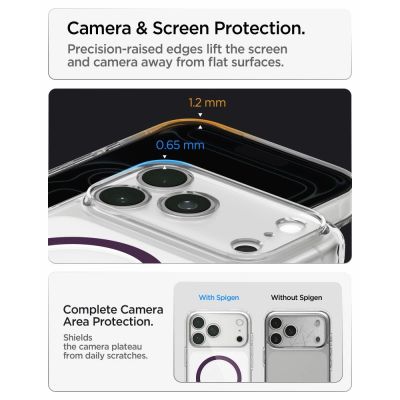 14. Etui Spigen Ultra Hybrid Mag MagSafe na iPhone 18 Pro / 17 Pro - przezroczysto-burgundowe
