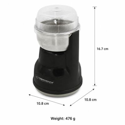 12. Młynek do kawy Esperanza Lungo EKC002K (160W; udarowy; kolor czarny)