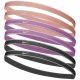 Opaski na włosy Nike Swoosh Sport metalic 6 szt. brzoskwiniowe, różowe, szare N1002008646OS