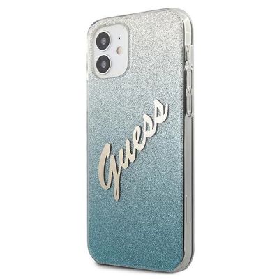 2. Etui Guess Glitter Gradient Script na iPhone 12 mini - niebieskie