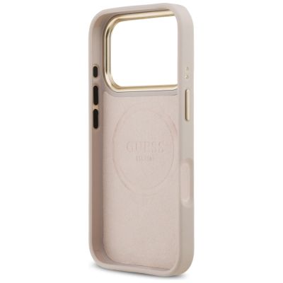 7. Etui Guess 4G Logo Plate MagSafe na iPhone 17 Pro - różowe