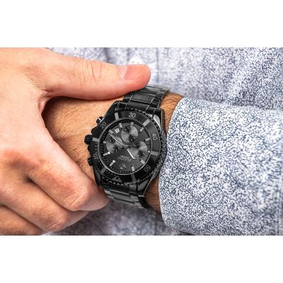3. Zegarek Męski Giewont Chronograph Sapphire Czarno Tytanowy GW3970-B1