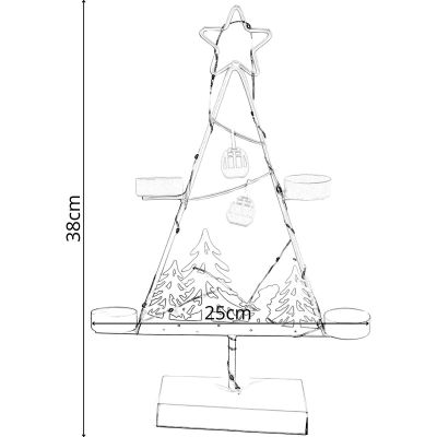 4. ŚWIECZNIK METALOWA CHOINKA LED 38CM BIAŁA