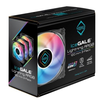 8. Iceberg Thermal IceGALE Lightning ARGB Obudowa komputera Wentylator 12 cm Czarny 3 szt.