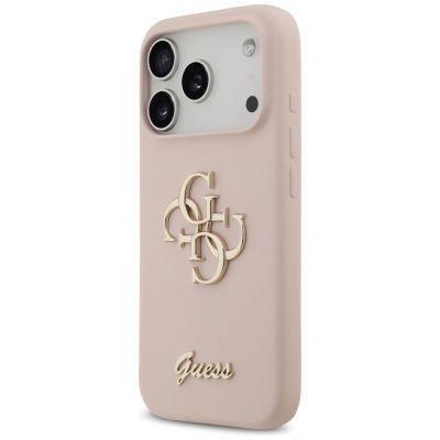 2. Etui Guess Silicone Big 4G Script na iPhone 17 Pro - różowe