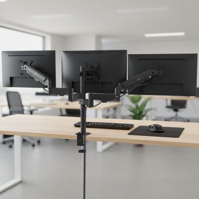 20. MACLEAN UCHWYT NA 3 MONITORY, SPRĘŻYNA GAZOWA, 17"-27", 2-8KG, CZARNY MC-137