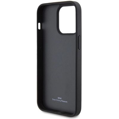 7. Etui BMW Leather Diamond Pattern na iPhone 15 Pro Max - czarne